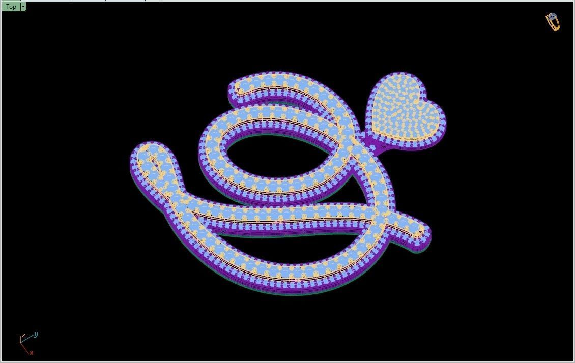 Custom Cursive Initial D Letter Diamond Pendant A to Z Alphabet 3D print model_16