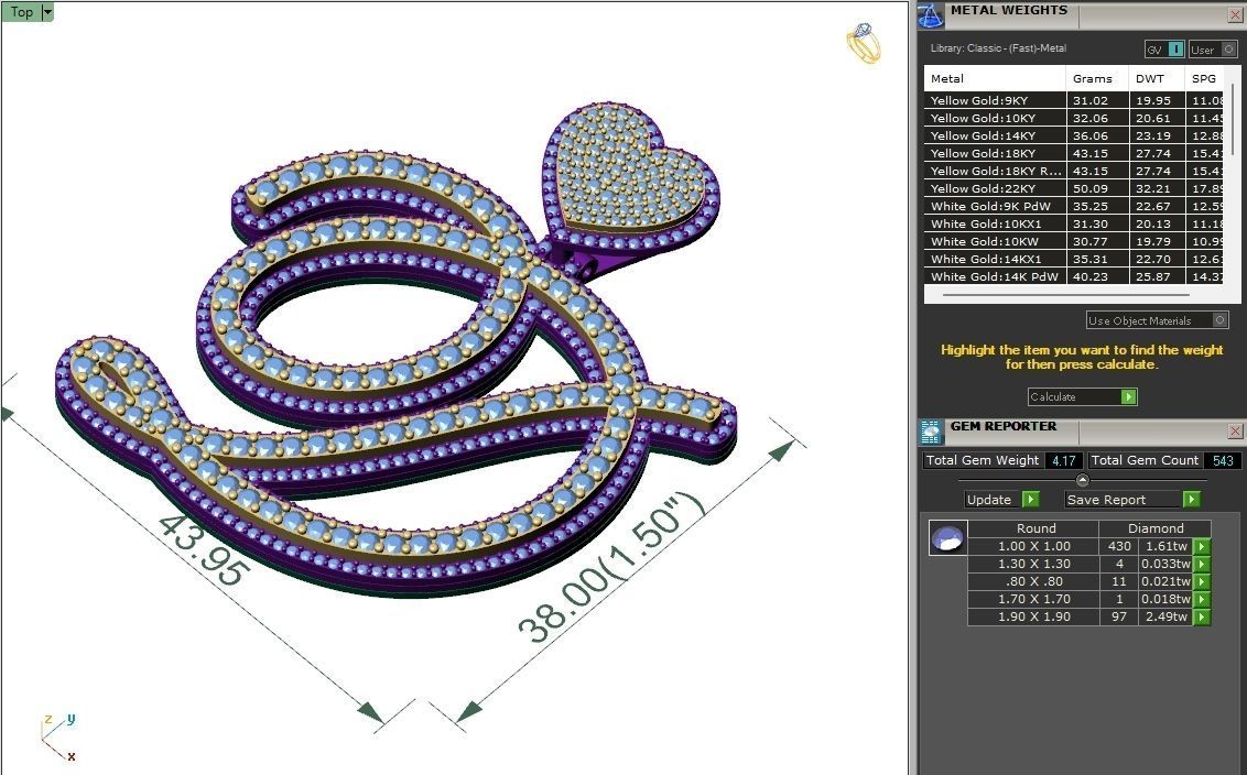 Custom Cursive Initial D Letter Diamond Pendant A to Z Alphabet 3D print model_7