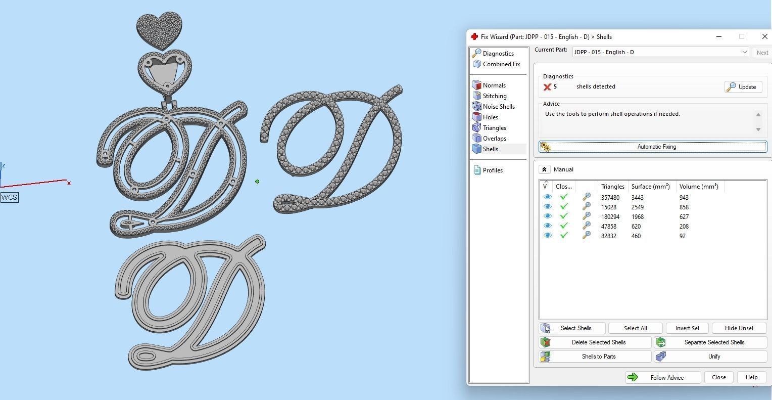Custom Cursive Initial D Letter Diamond Pendant A to Z Alphabet 3D print model_20