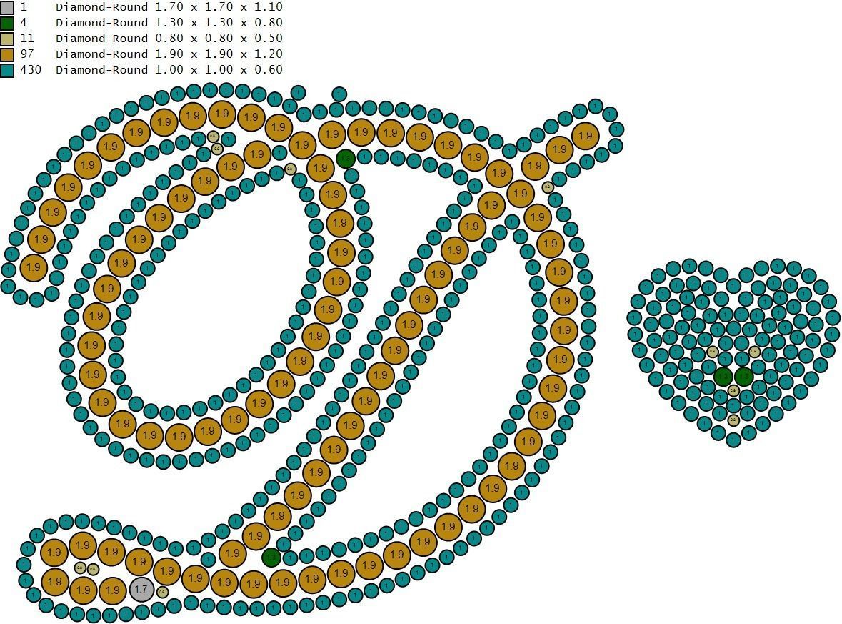 Custom Cursive Initial D Letter Diamond Pendant A to Z Alphabet 3D print model_19