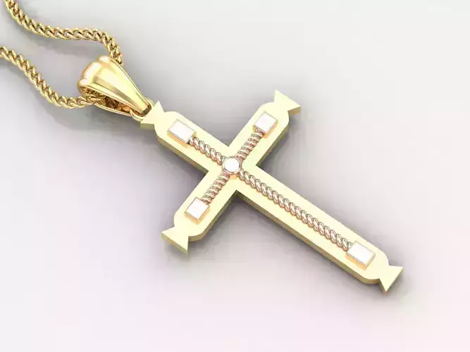 High Cross Pendant Light Gold 18K 4CP099