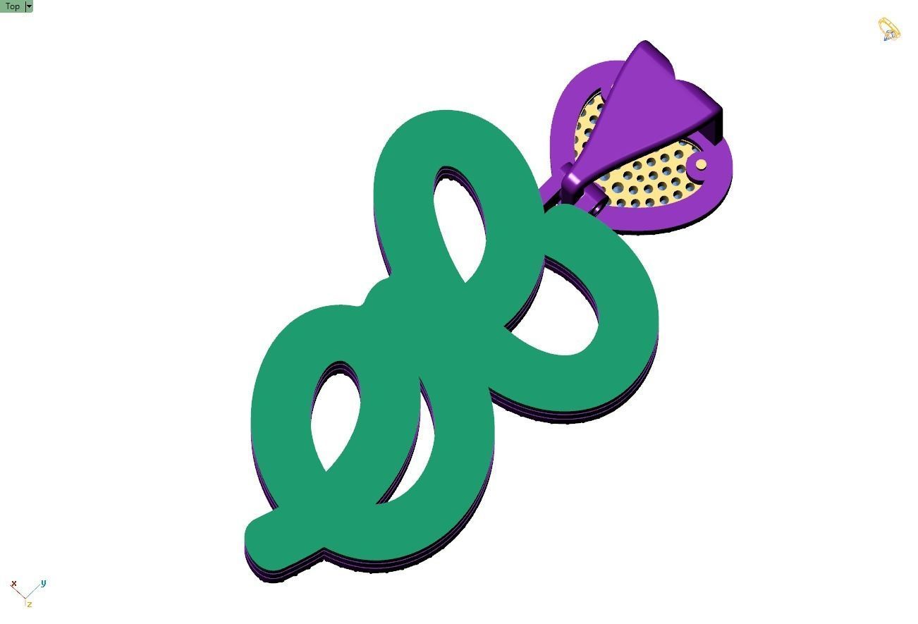 Custom Cursive Initial E Letter Diamond Pendant A to Z Alphabet 3D print model_10