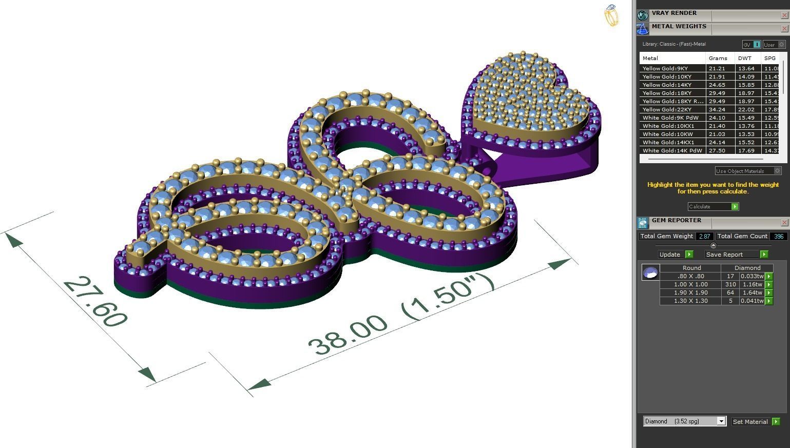 Custom Cursive Initial E Letter Diamond Pendant A to Z Alphabet 3D print model_4