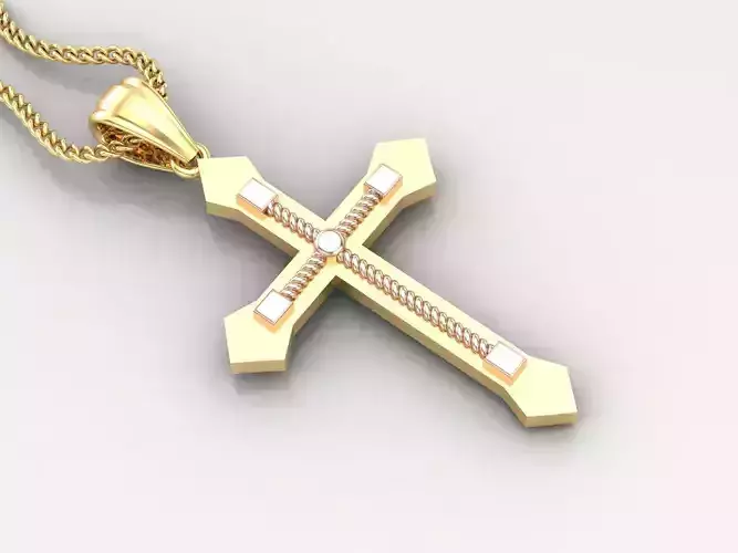 High Cross Pendant Light Gold 18K 4CP076