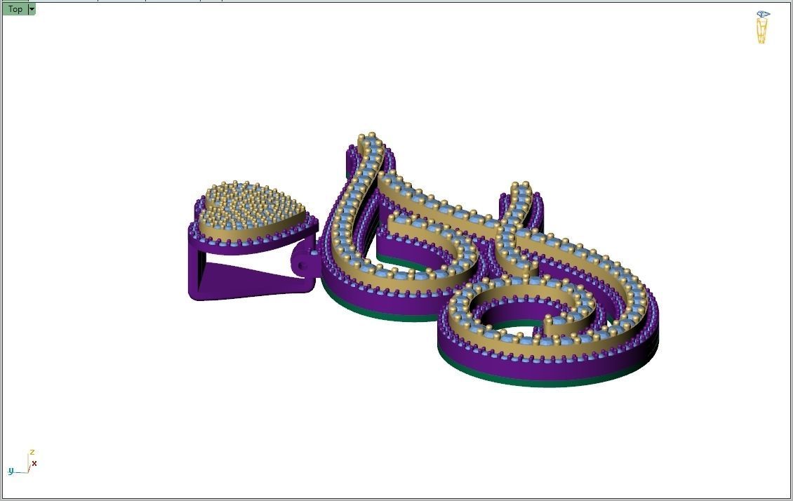 Custom Cursive Initial F Letter Diamond Pendant A to Z Alphabet 3D print model_10