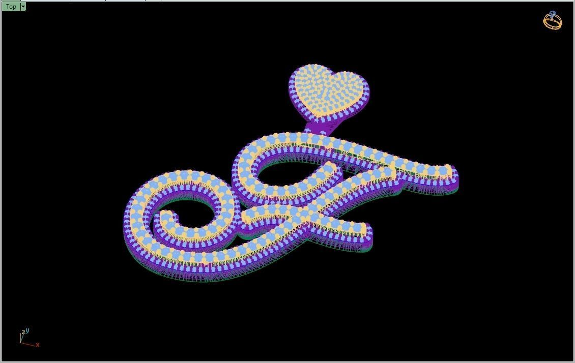 Custom Cursive Initial F Letter Diamond Pendant A to Z Alphabet 3D print model_15