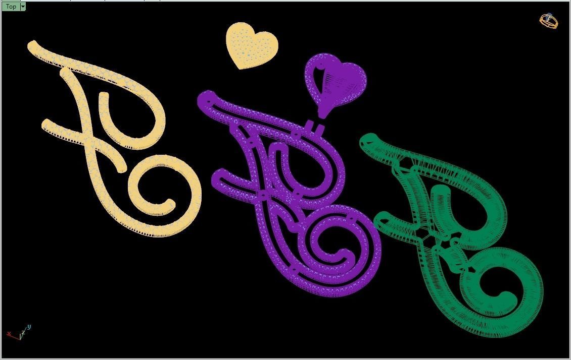 Custom Cursive Initial F Letter Diamond Pendant A to Z Alphabet 3D print model_17