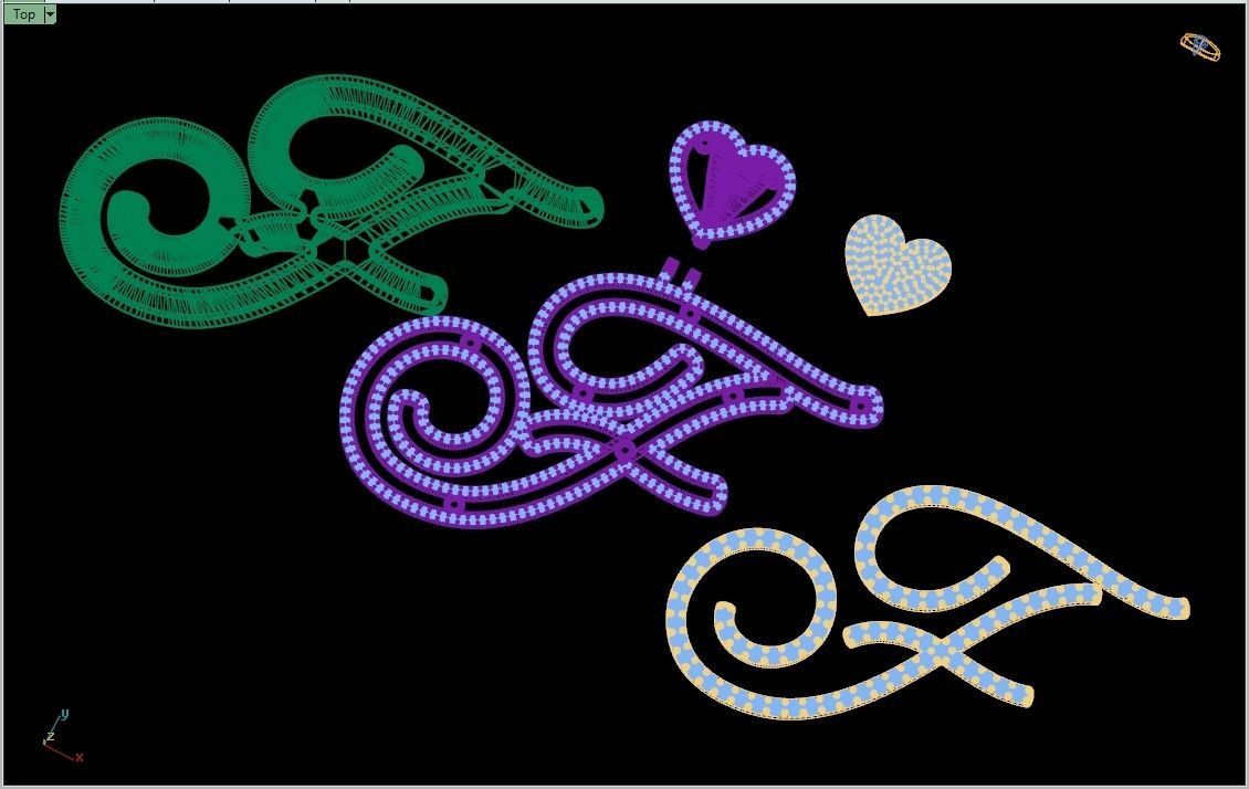 Custom Cursive Initial F Letter Diamond Pendant A to Z Alphabet 3D print model_16