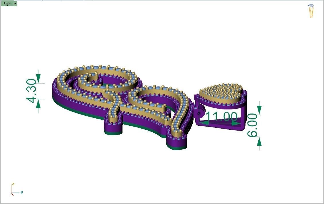 Custom Cursive Initial F Letter Diamond Pendant A to Z Alphabet 3D print model_7