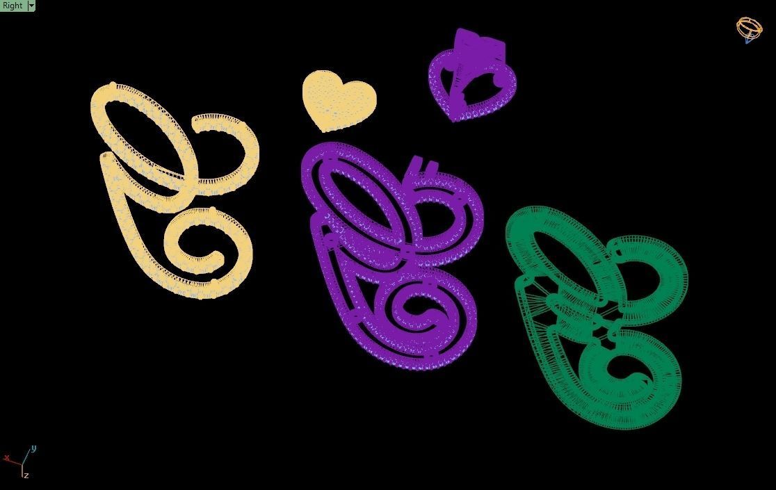 Custom Cursive Initial G Letter Diamond Pendant A to Z Alphabet 3D print model_17