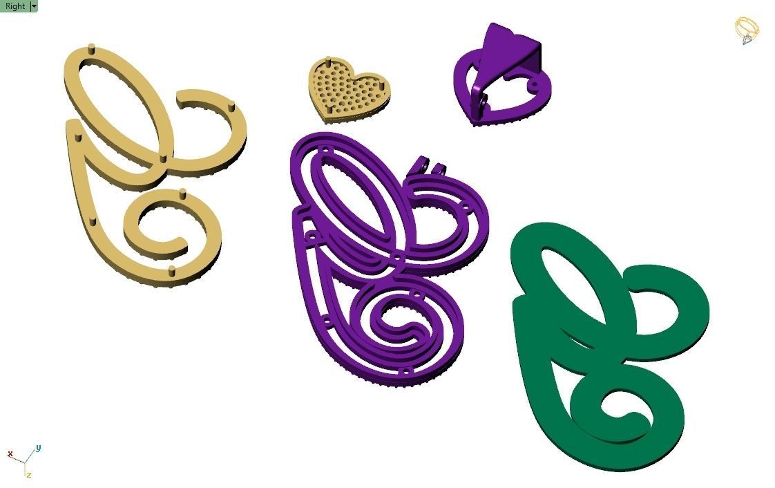 Custom Cursive Initial G Letter Diamond Pendant A to Z Alphabet 3D print model_14