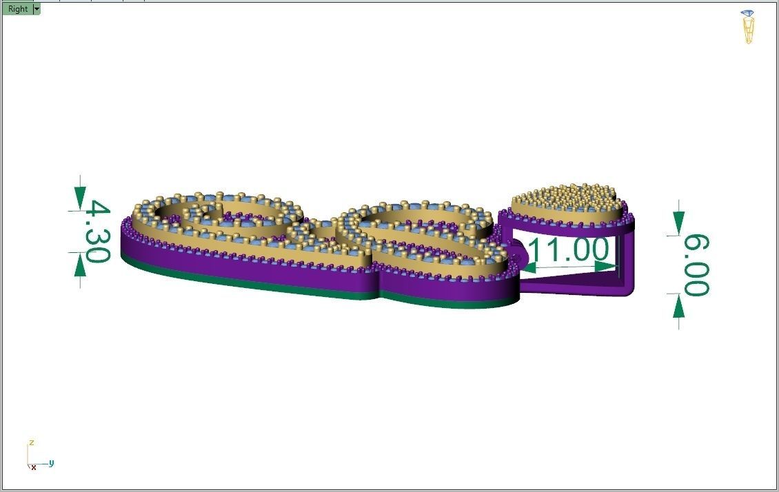 Custom Cursive Initial G Letter Diamond Pendant A to Z Alphabet 3D print model_7