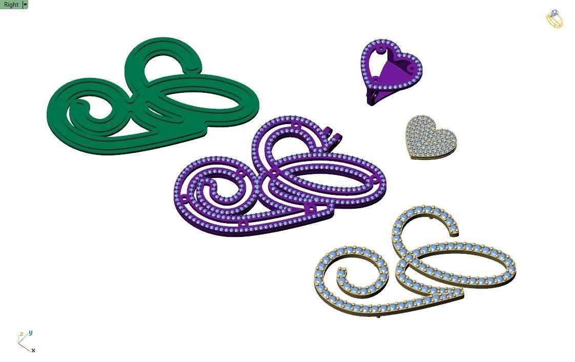 Custom Cursive Initial G Letter Diamond Pendant A to Z Alphabet 3D print model_12