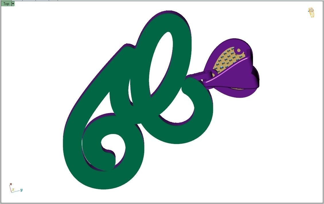 Custom Cursive Initial G Letter Diamond Pendant A to Z Alphabet 3D print model_10