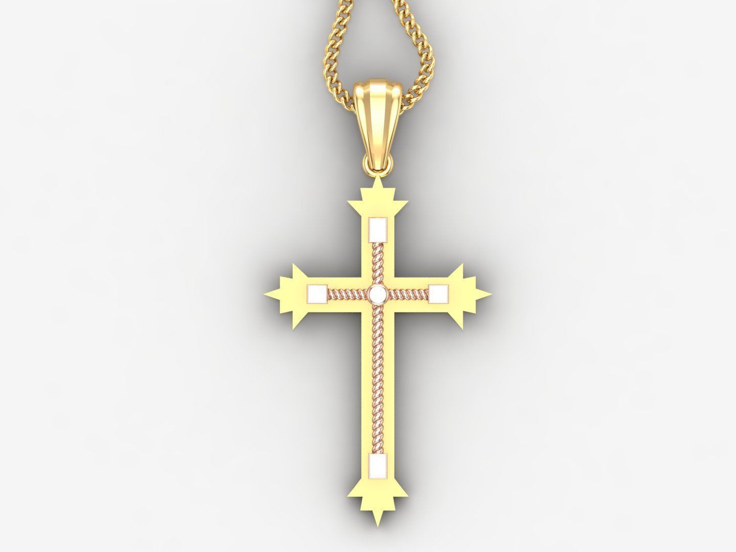 High Cross Pendant Light Gold 18K 4CP070 3D print model_4