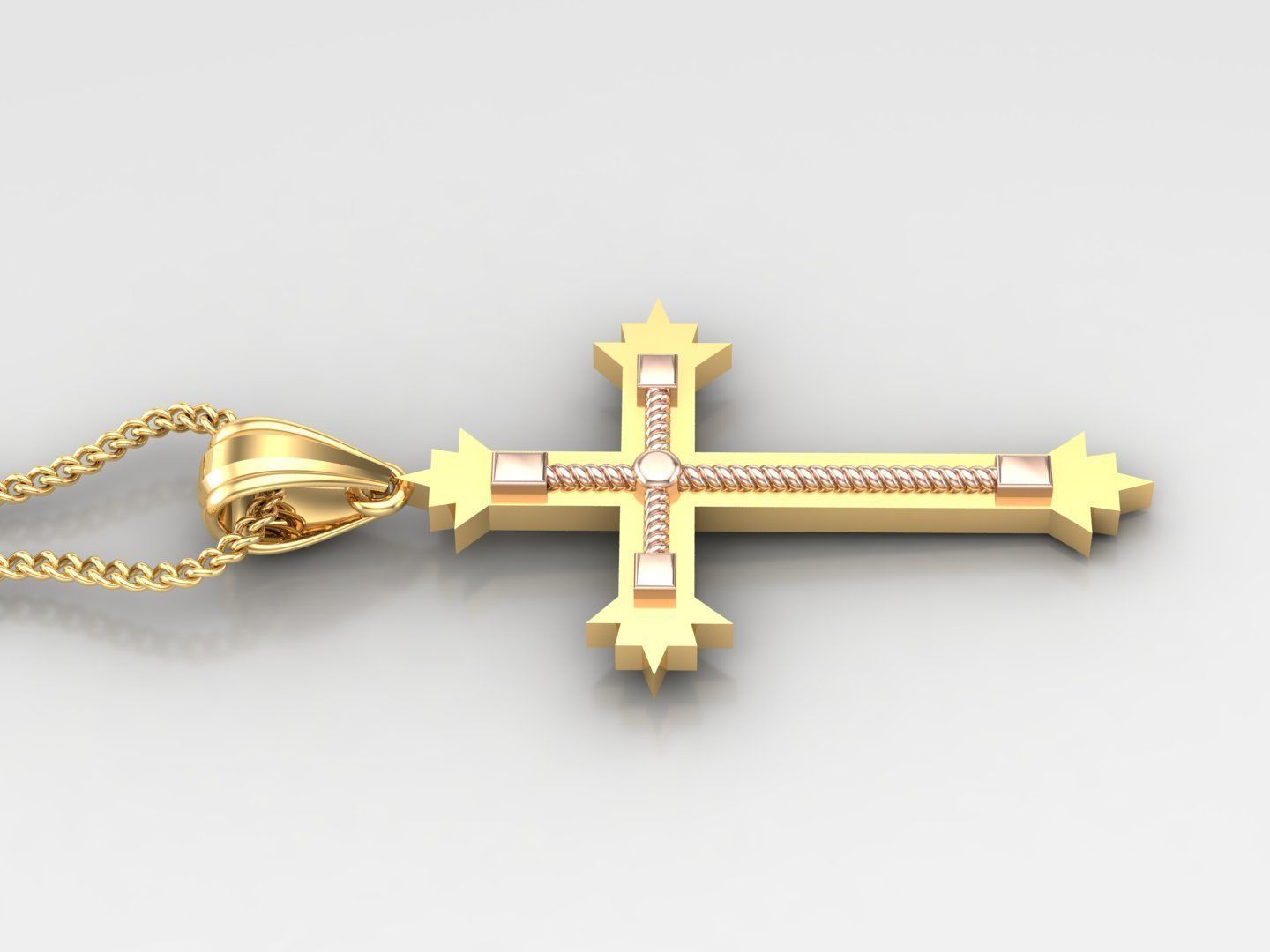 High Cross Pendant Light Gold 18K 4CP070 3D print model_3