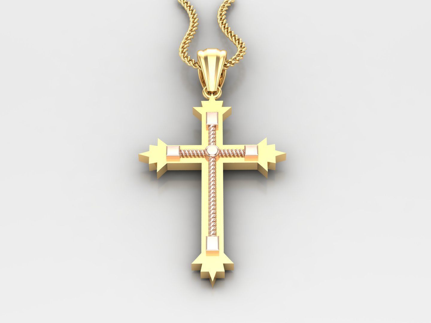 High Cross Pendant Light Gold 18K 4CP070 3D print model_2