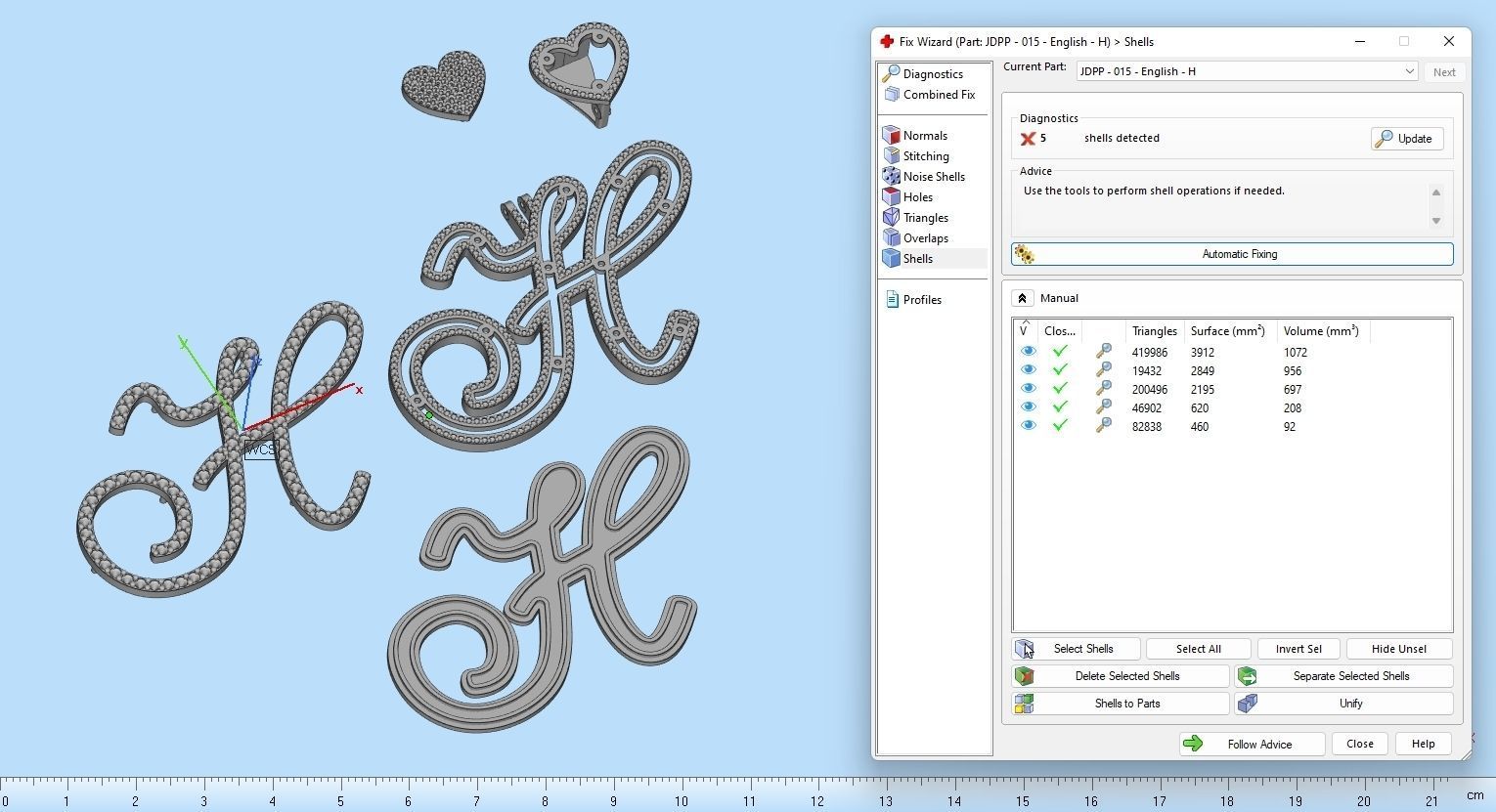 Custom Cursive Initial H Letter Diamond Pendant A to Z Alphabet 3D print model_19