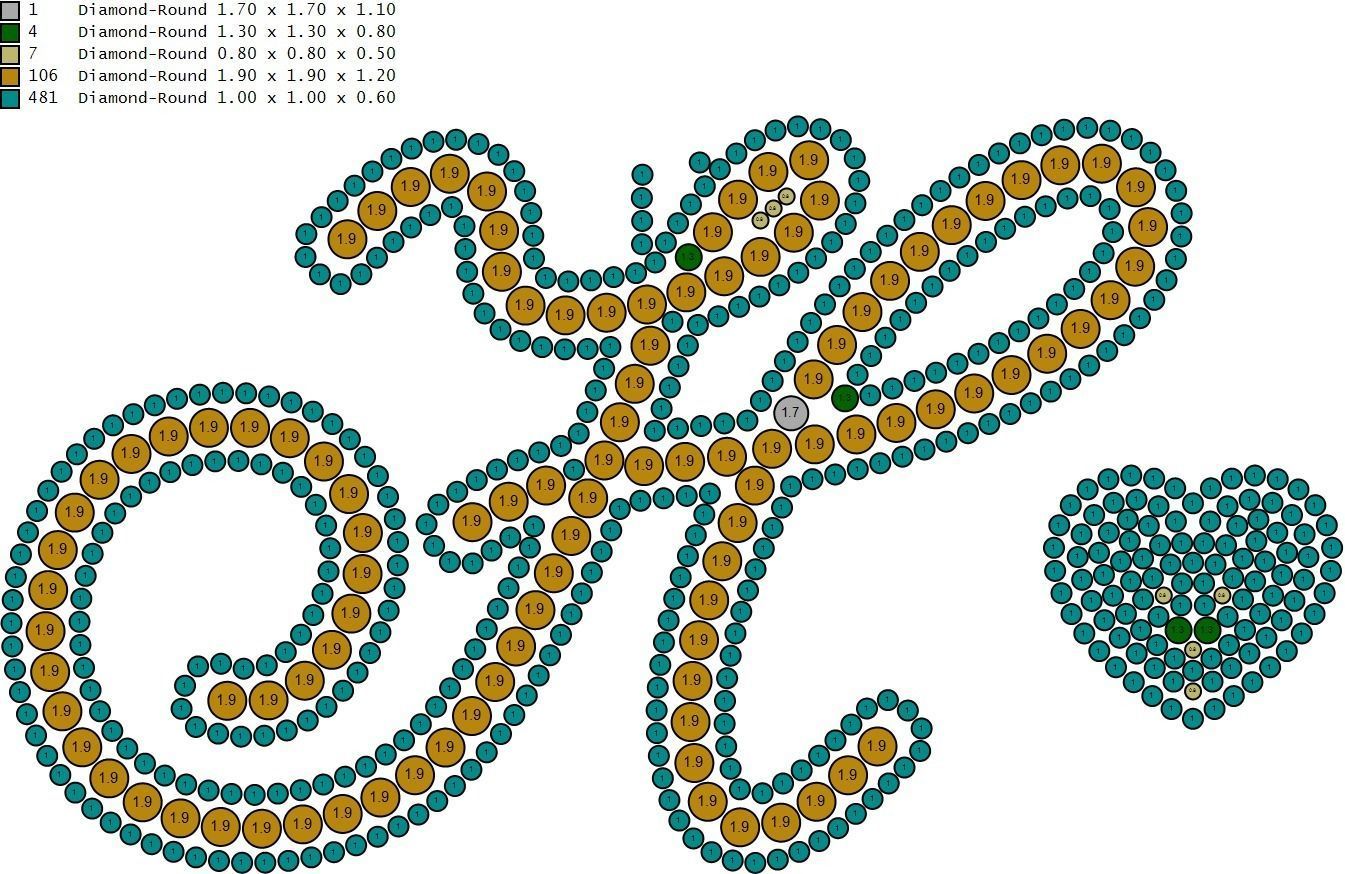 Custom Cursive Initial H Letter Diamond Pendant A to Z Alphabet 3D print model_20