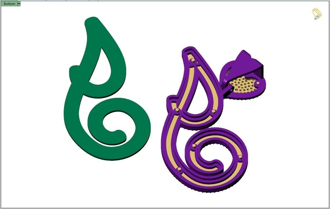 Custom Cursive Initial I Letter Diamond Pendant A to Z Alphabet 3D print model_13