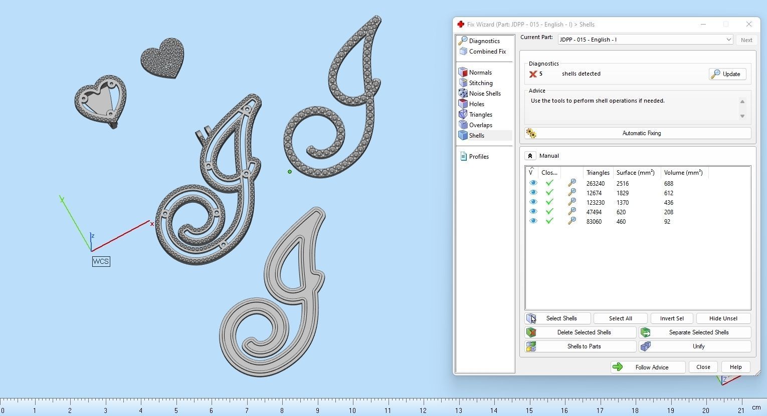 Custom Cursive Initial I Letter Diamond Pendant A to Z Alphabet 3D print model_18