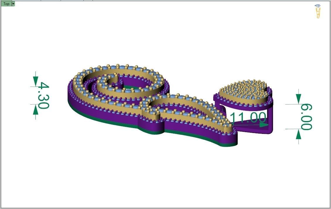 Custom Cursive Initial I Letter Diamond Pendant A to Z Alphabet 3D print model_7