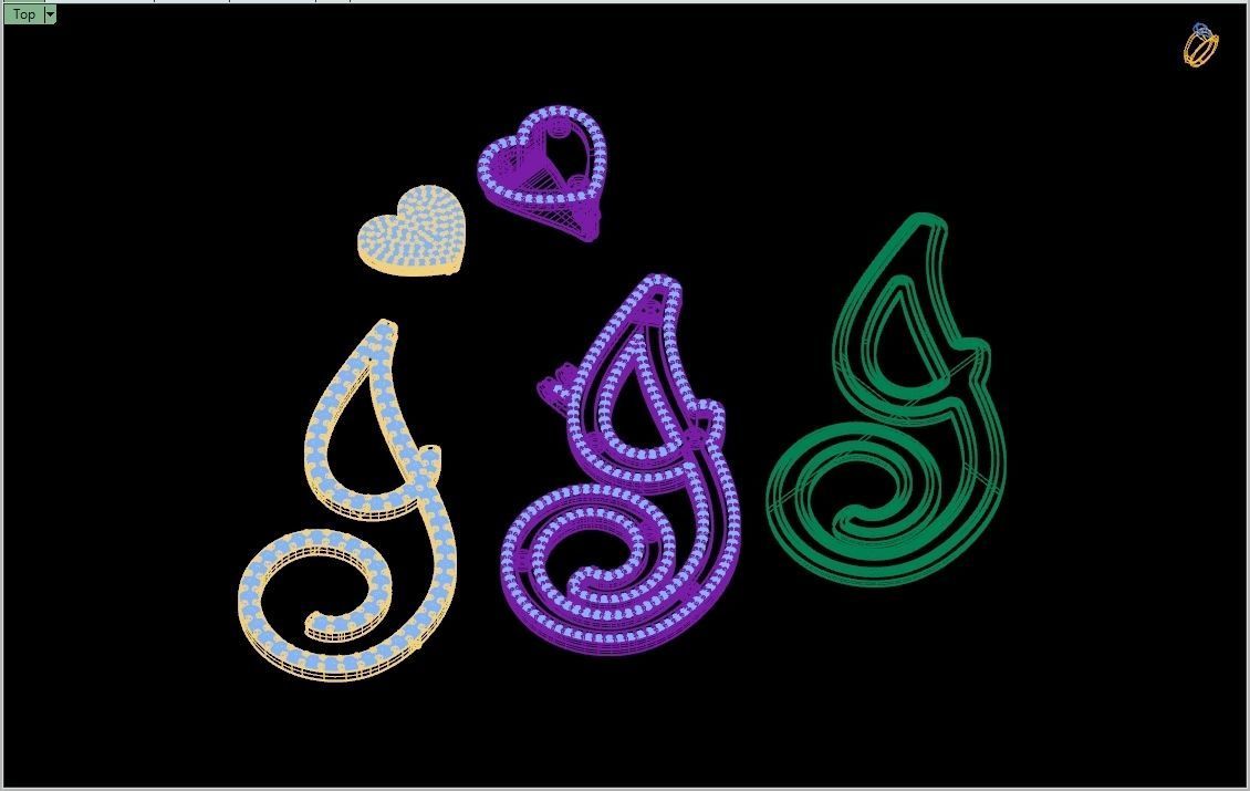 Custom Cursive Initial I Letter Diamond Pendant A to Z Alphabet 3D print model_17