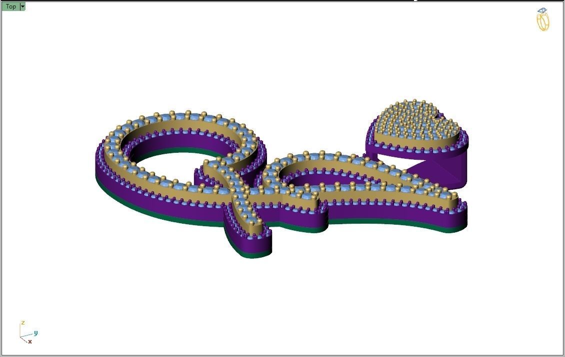 Custom Cursive Initial J Letter Diamond Pendant A to Z Alphabet 3D print model_8