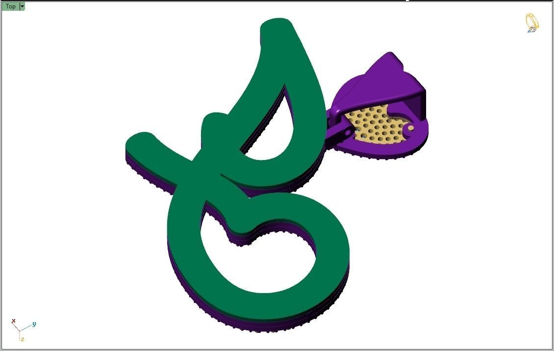 Custom Cursive Initial J Letter Diamond Pendant A to Z Alphabet 3D print model_10