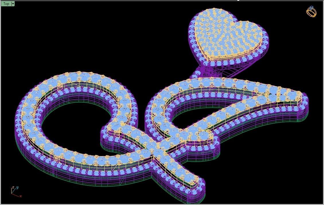 Custom Cursive Initial J Letter Diamond Pendant A to Z Alphabet 3D print model_15