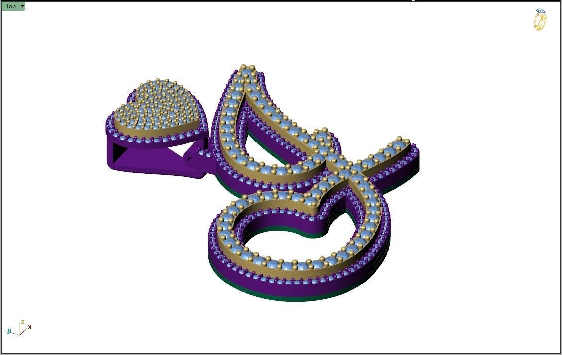 Custom Cursive Initial J Letter Diamond Pendant A to Z Alphabet 3D print model_9