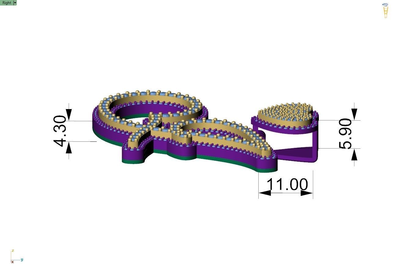 Custom Cursive Initial J Letter Diamond Pendant A to Z Alphabet 3D print model_7