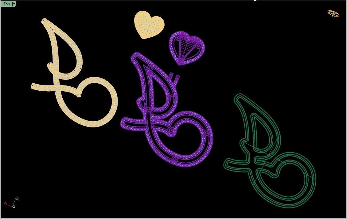 Custom Cursive Initial J Letter Diamond Pendant A to Z Alphabet 3D print model_17