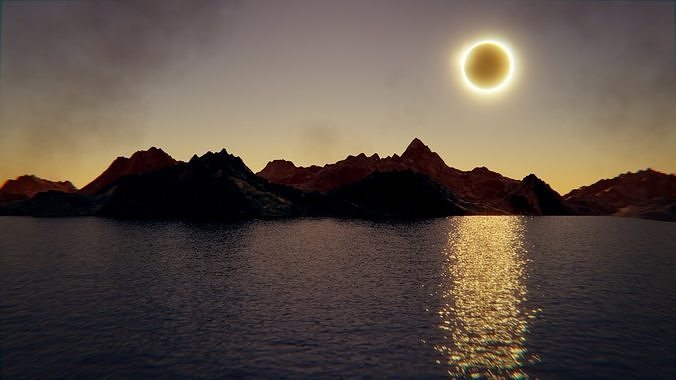 high quality eclipse landscape 3D model Low-poly 3D model