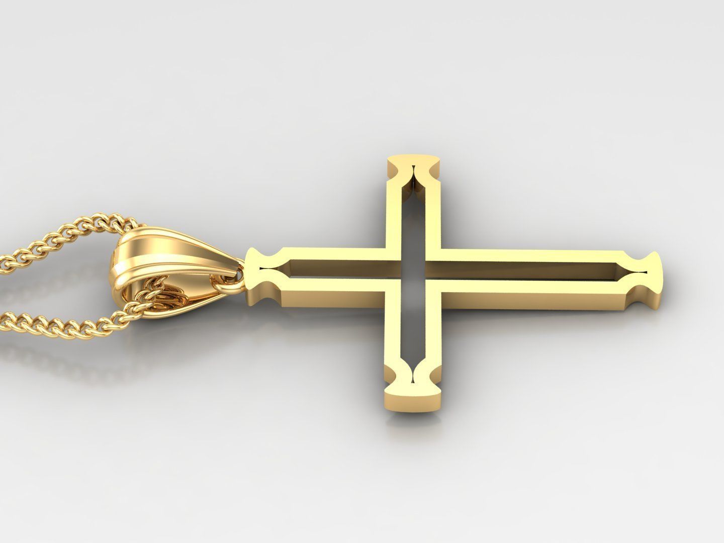 High Cross Pendant Light Gold 18K 4CP020 3D print model_3