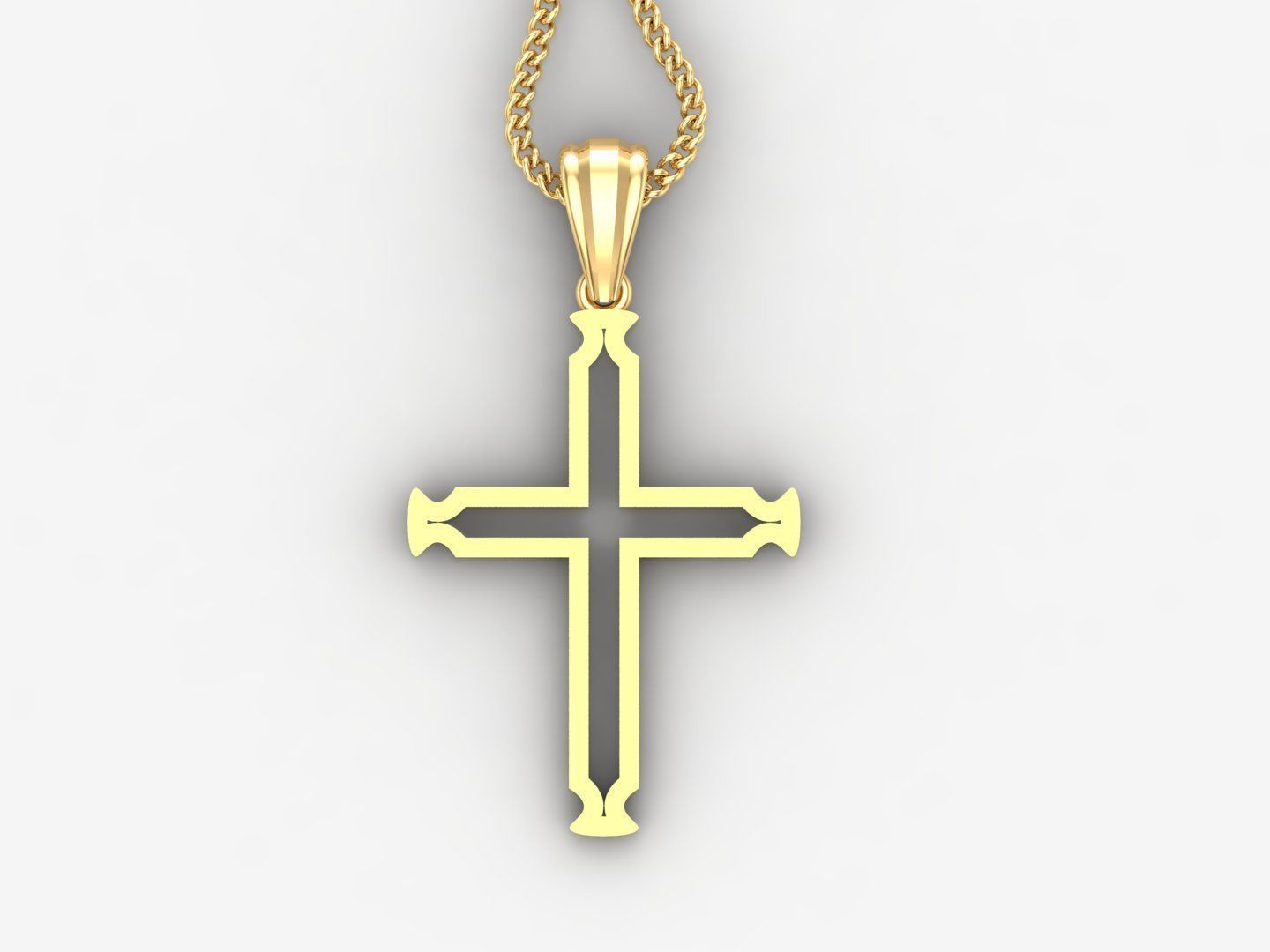 High Cross Pendant Light Gold 18K 4CP020 3D print model_4