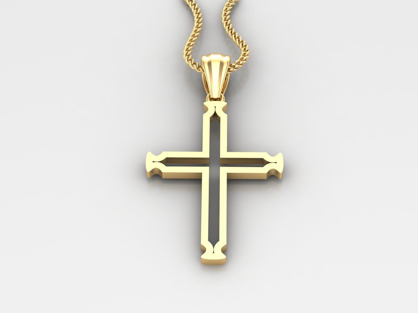 High Cross Pendant Light Gold 18K 4CP020 3D print model_2