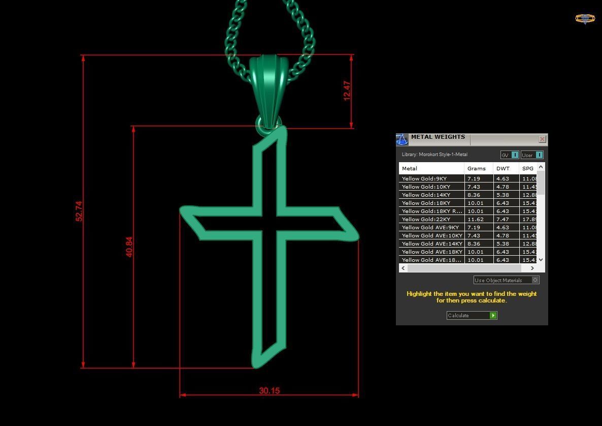 High Cross Pendant Light Gold 18K 4CP019 3D print model_1