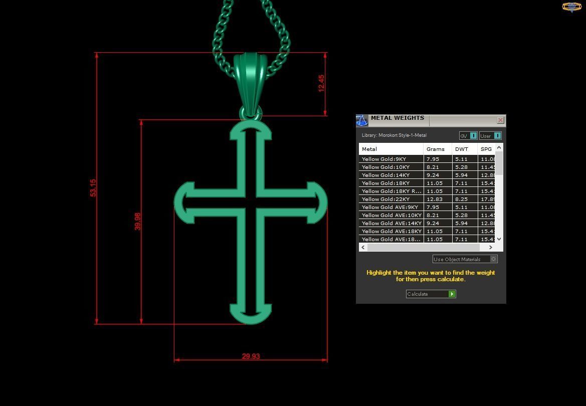 High Cross Pendant Light Gold 18K 4CP018 3D print model_1