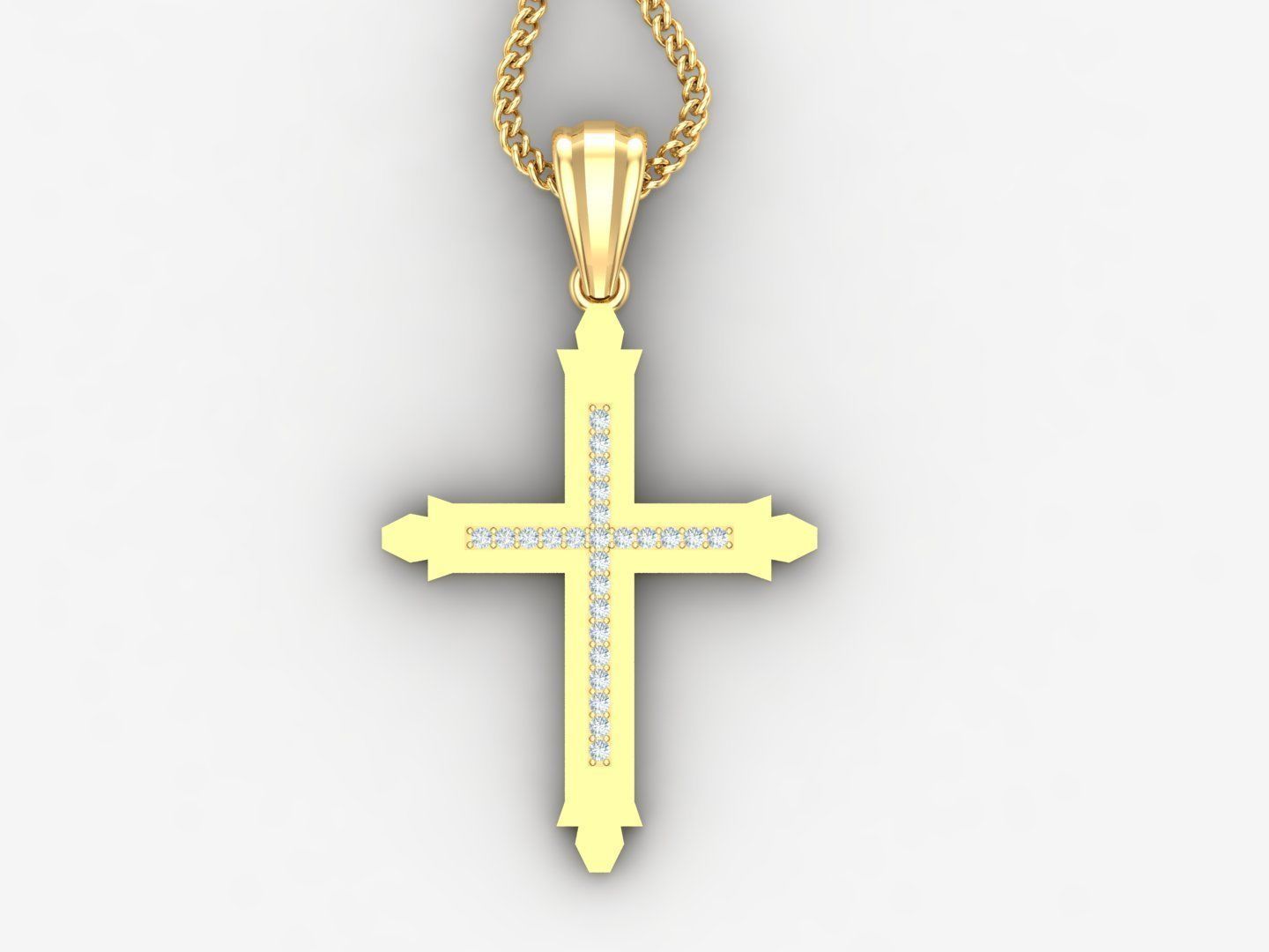 High Cross Pendant Light Gold 18K 4CP017 3D print model_4