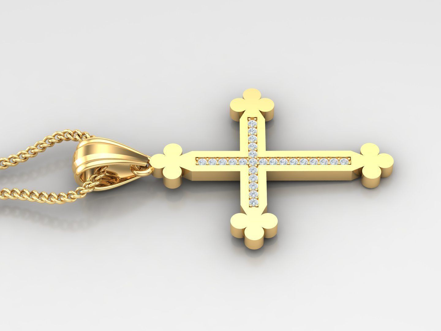 High Cross Pendant Light Gold 18K 4CP016 3D print model_3