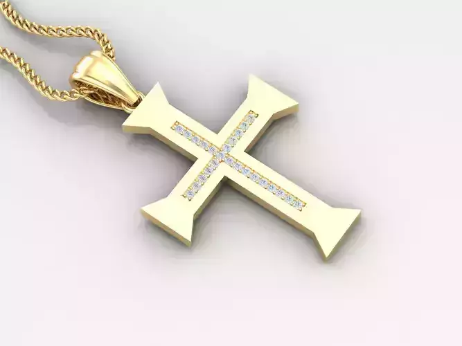 High Cross Pendant Light Gold 18K 4CP015 3D print model