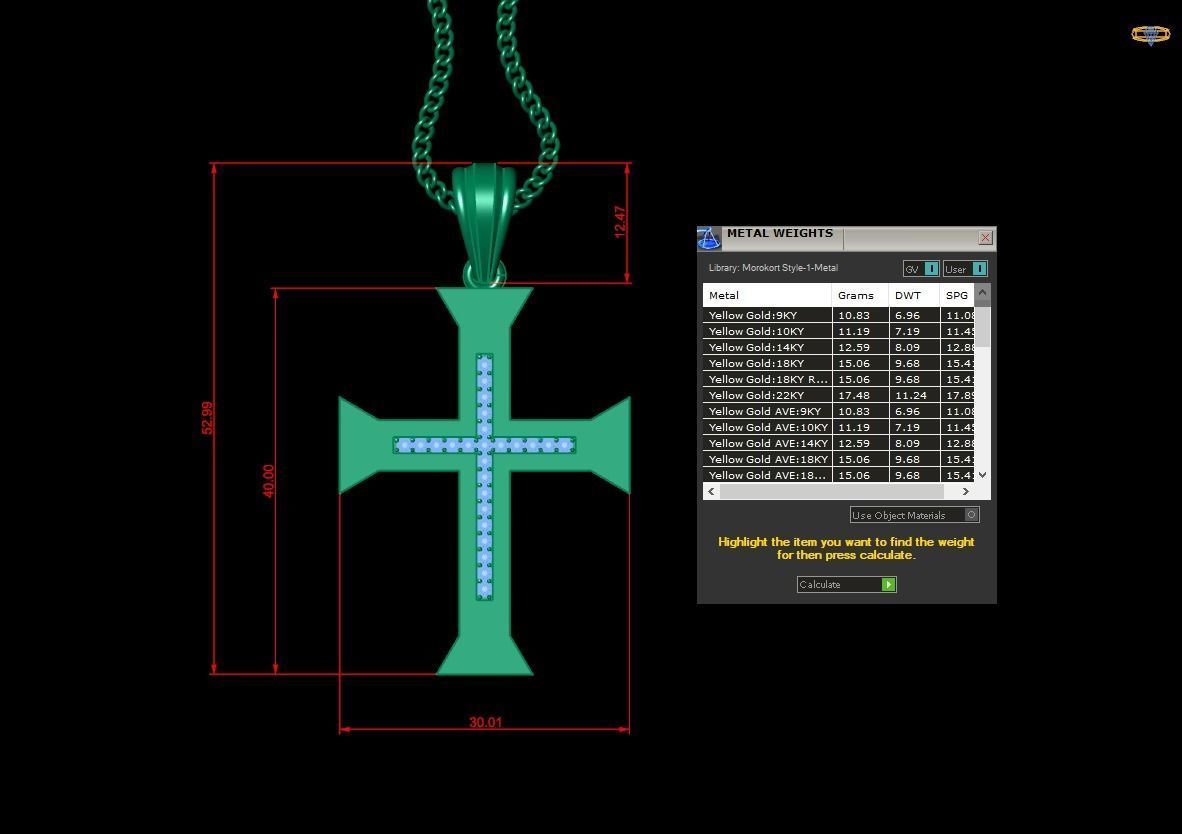 High Cross Pendant Light Gold 18K 4CP015 3D print model_1