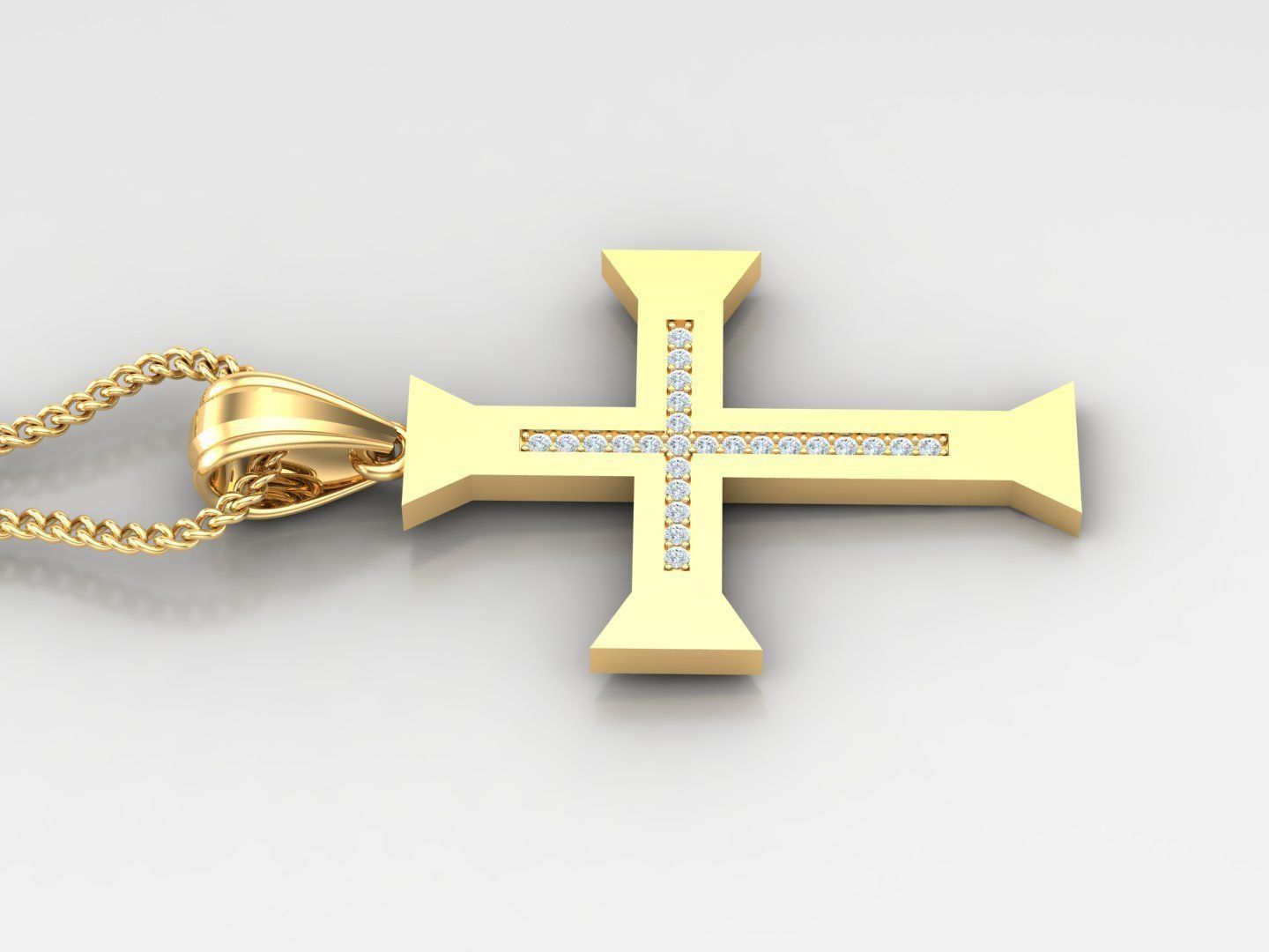 High Cross Pendant Light Gold 18K 4CP015 3D print model_3