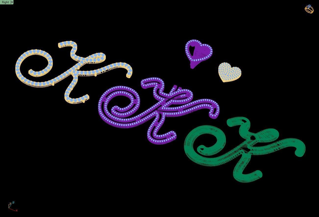 Custom Cursive Initial K Letter Diamond Pendant A to Z Alphabet 3D print model_16