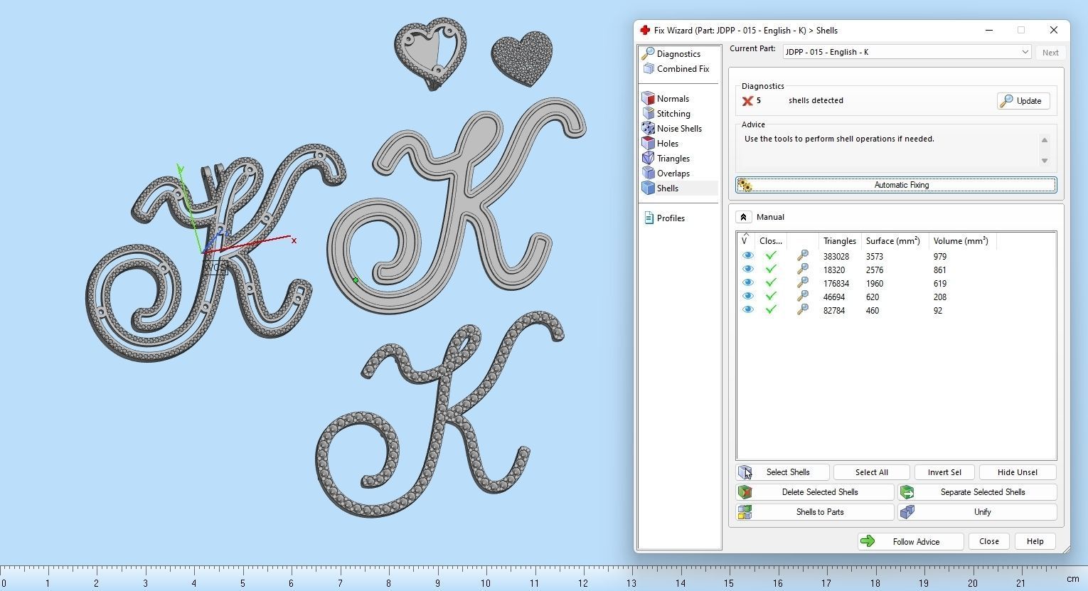 Custom Cursive Initial K Letter Diamond Pendant A to Z Alphabet 3D print model_19