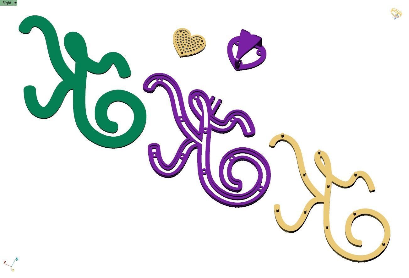 Custom Cursive Initial K Letter Diamond Pendant A to Z Alphabet 3D print model_13