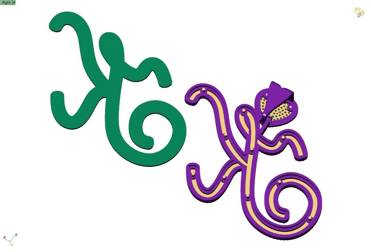 Custom Cursive Initial K Letter Diamond Pendant A to Z Alphabet 3D print model_11