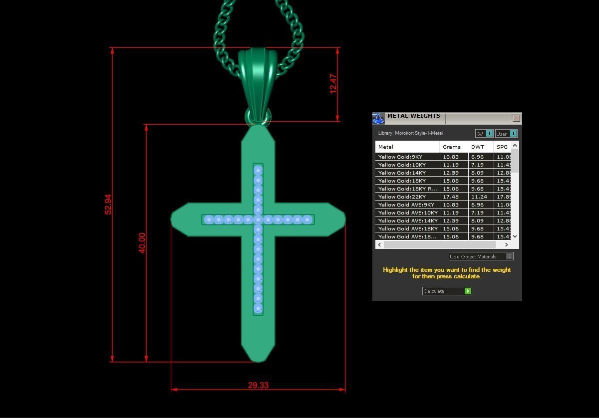 High Cross Pendant Light Gold 18K 4CP014 3D print model_1