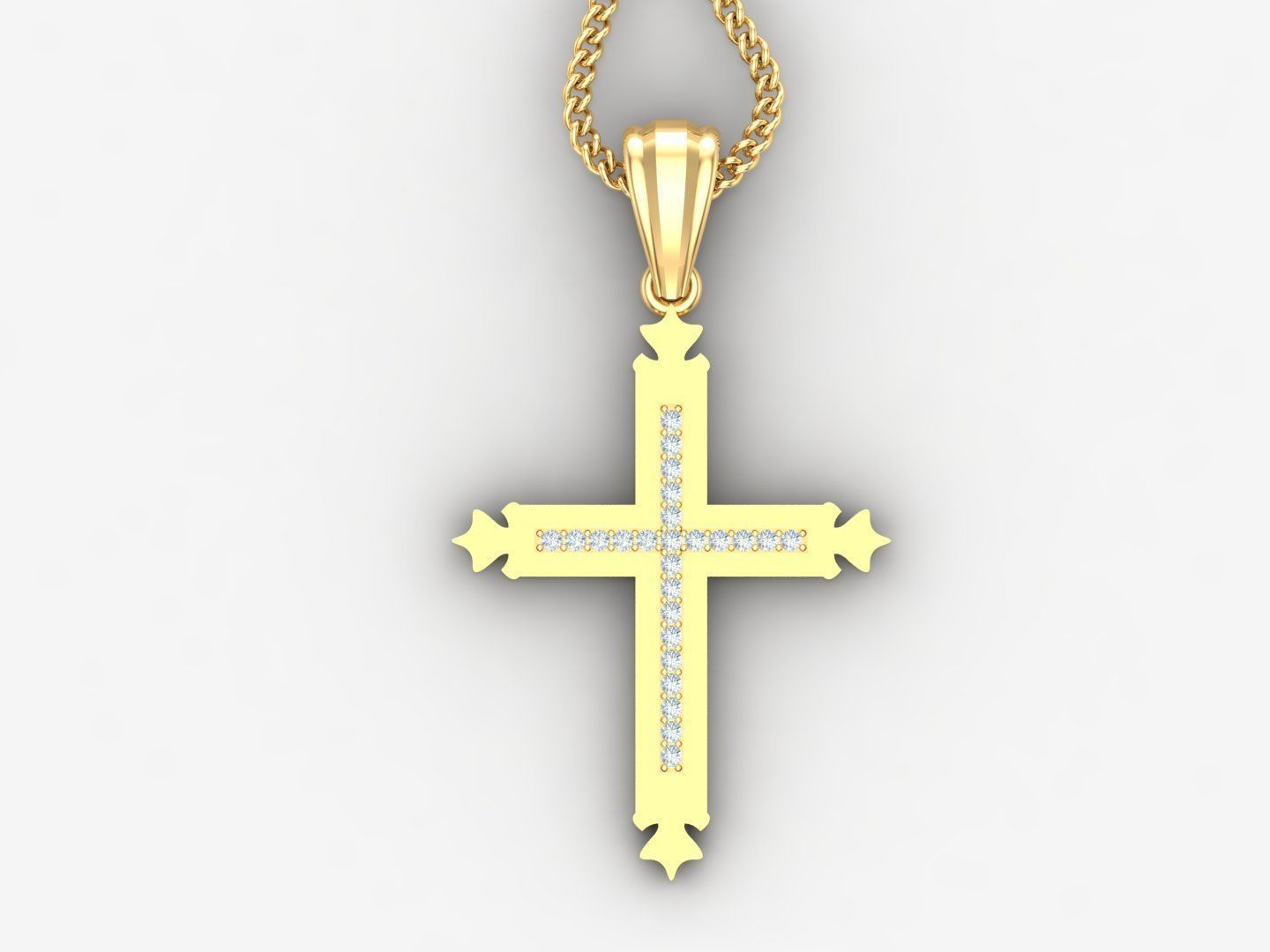 High Cross Pendant Light Gold 18K 4CP013 3D print model_4